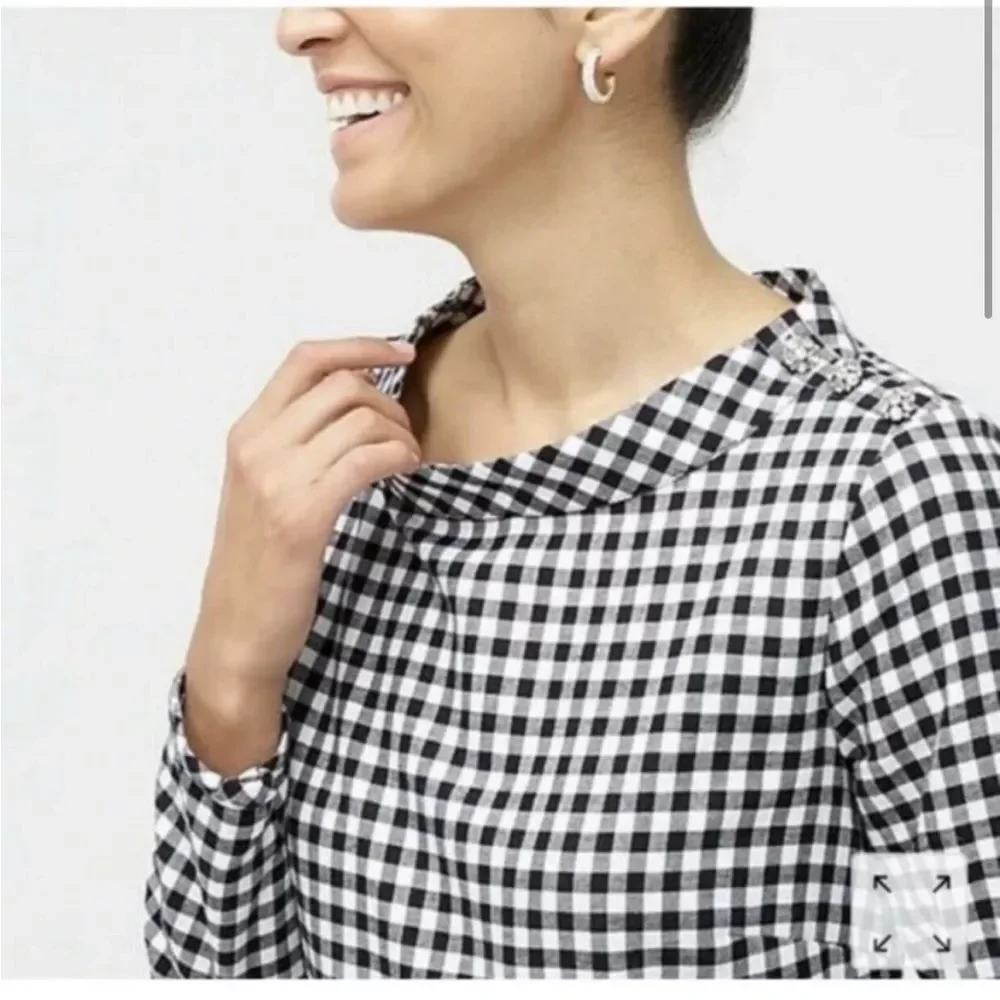 J. Crew Long-sleeve flannel funnelneck dress Size Small